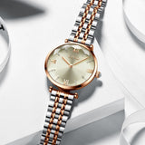 Fashion Girl Watch Luxury Crystal Silver Steel Watch