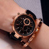 Waterproof Leather Or Rose Gold Steel Watch for Women