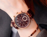 Waterproof Leather Or Rose Gold Steel Watch for Women